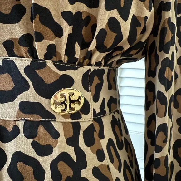 Tory Burch Leopard Print Long Sleeve Dress - Picture 2 of 14
